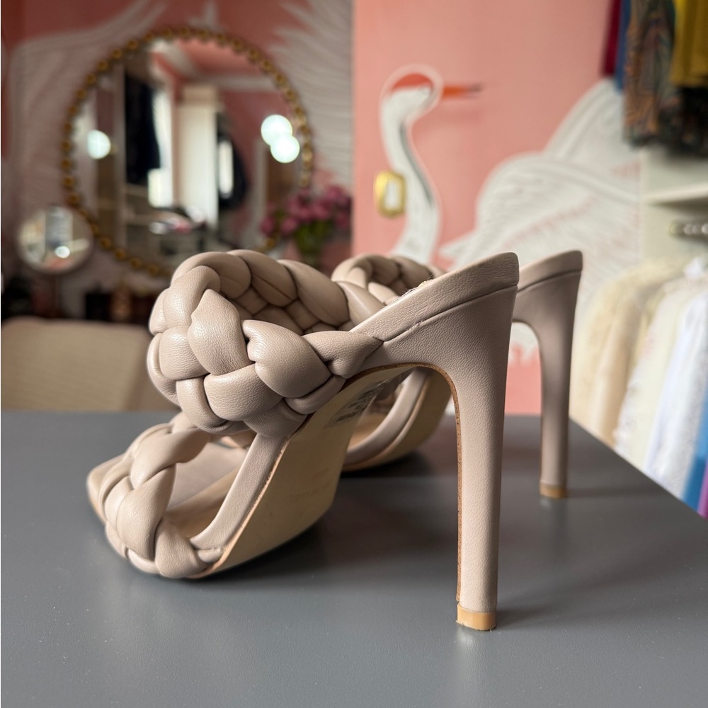 Steve Madden Beige Braided Double-Strap Heels - Picture 4 of 4